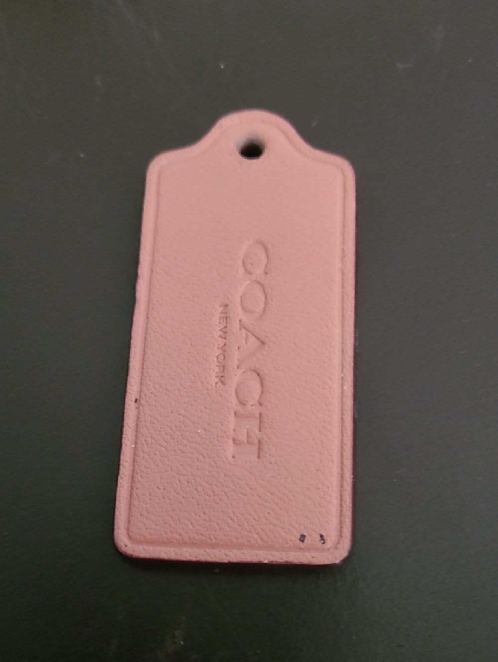 Coach Pink Leather and White Stitched Tag Keychain Set with Gold-Tone MK Charm - Picture 3 of 4
